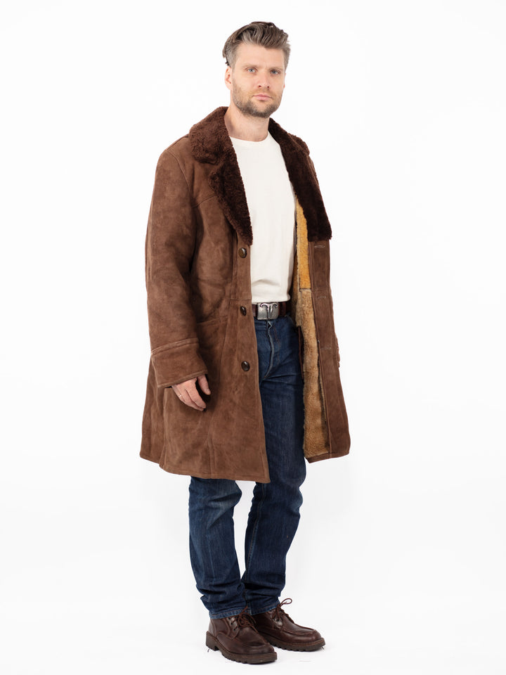 Vintage 70's Men Sheepskin Coat in Brown