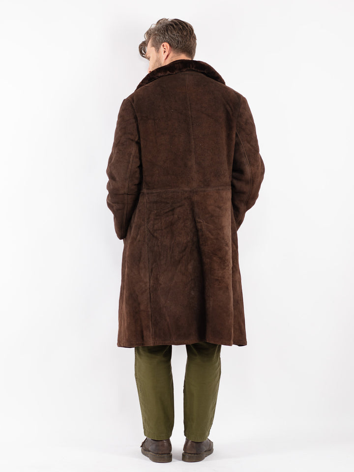 Vintage Men Sheepskin Coat in Brown