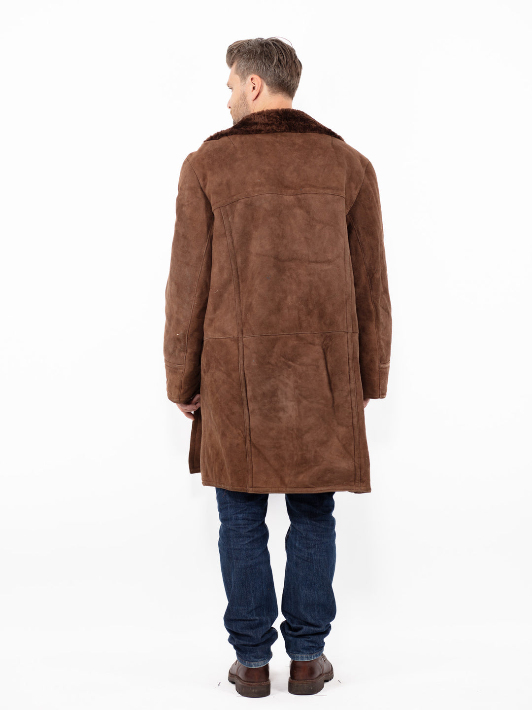 Vintage 70's Men Sheepskin Coat in Brown