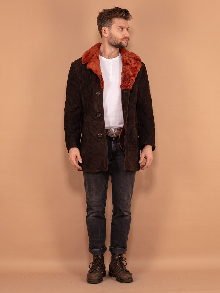 Vintage 70's Men Sheepskin Coat in Brown