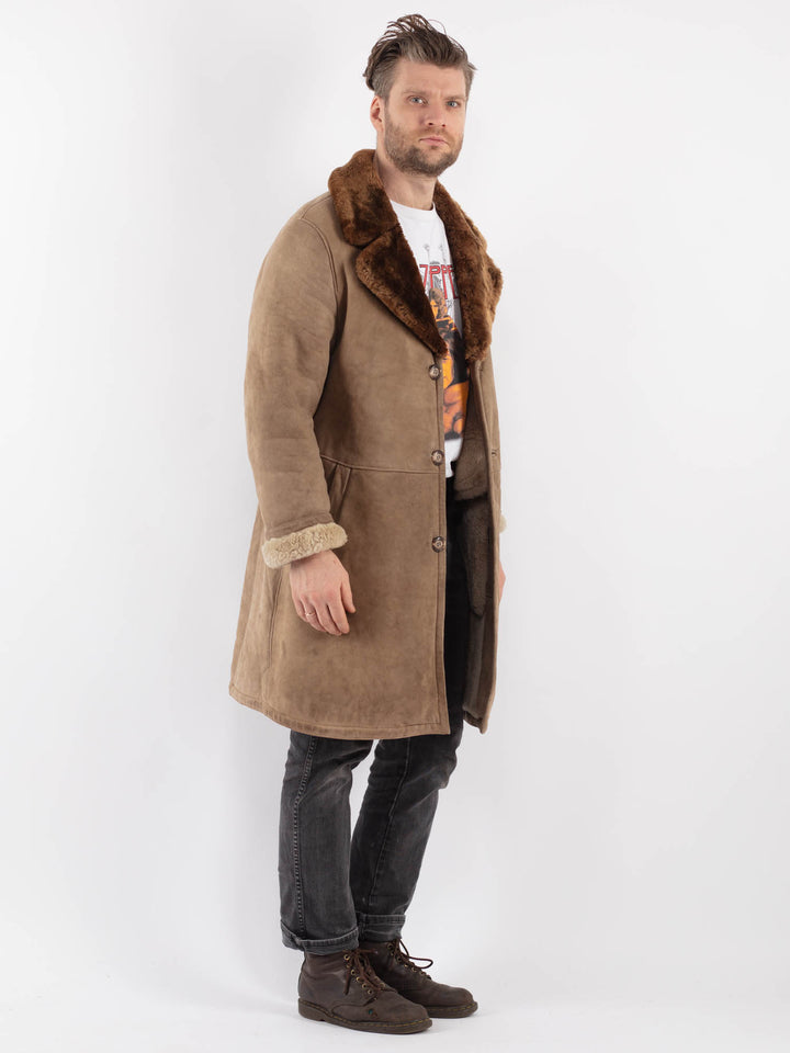 Vintage 70's Men Sheepskin Coat in BeigeZ551