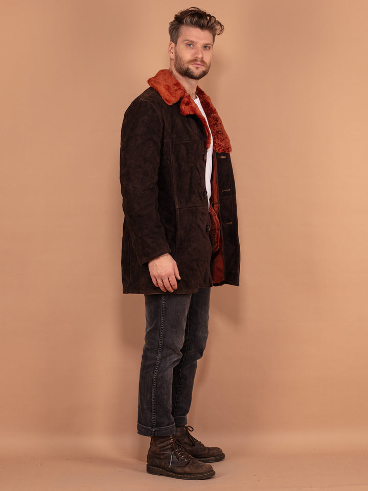 Vintage 70's Men Sheepskin Coat in Brown