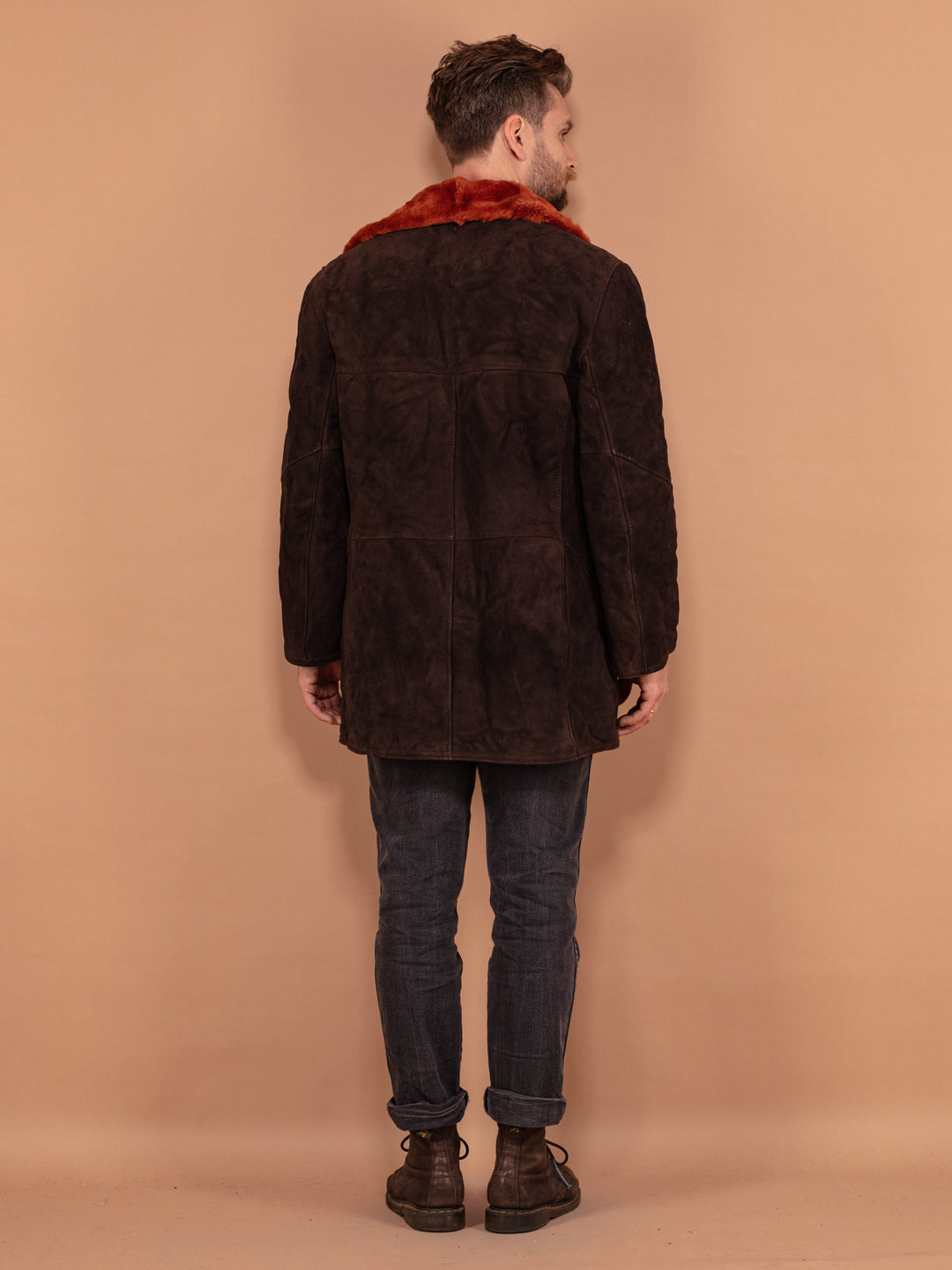 Vintage 70's Men Sheepskin Coat in Brown