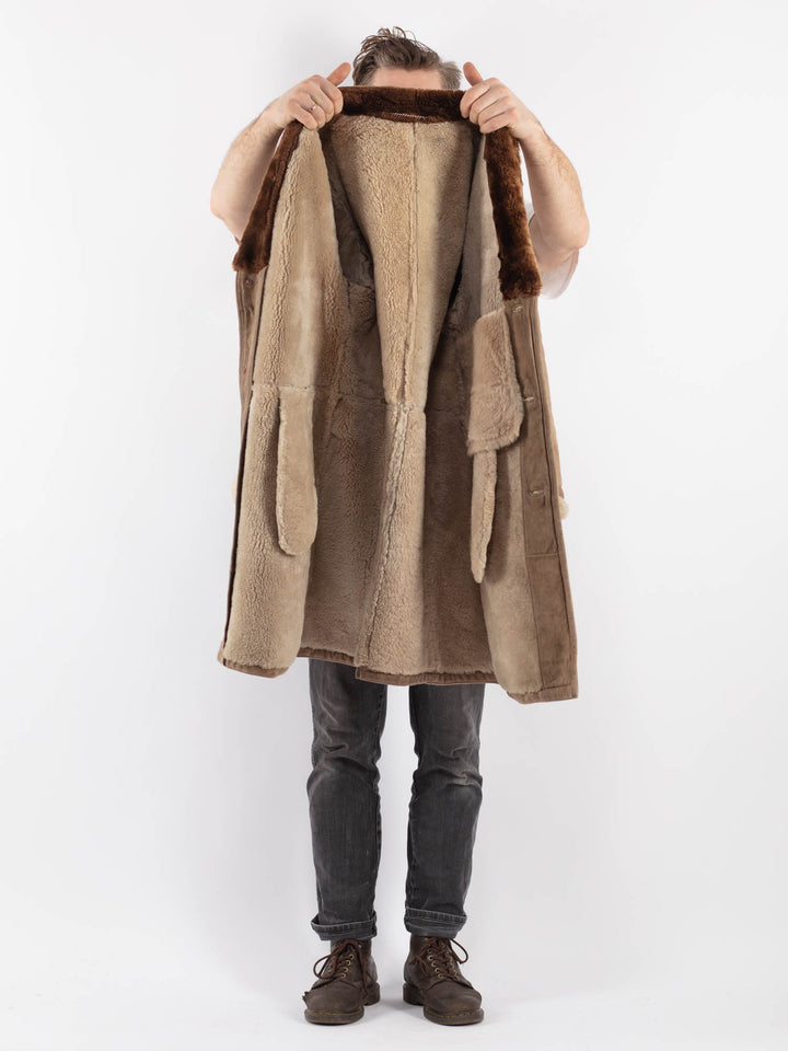 Vintage 70's Men Sheepskin Coat in BeigeZ551
