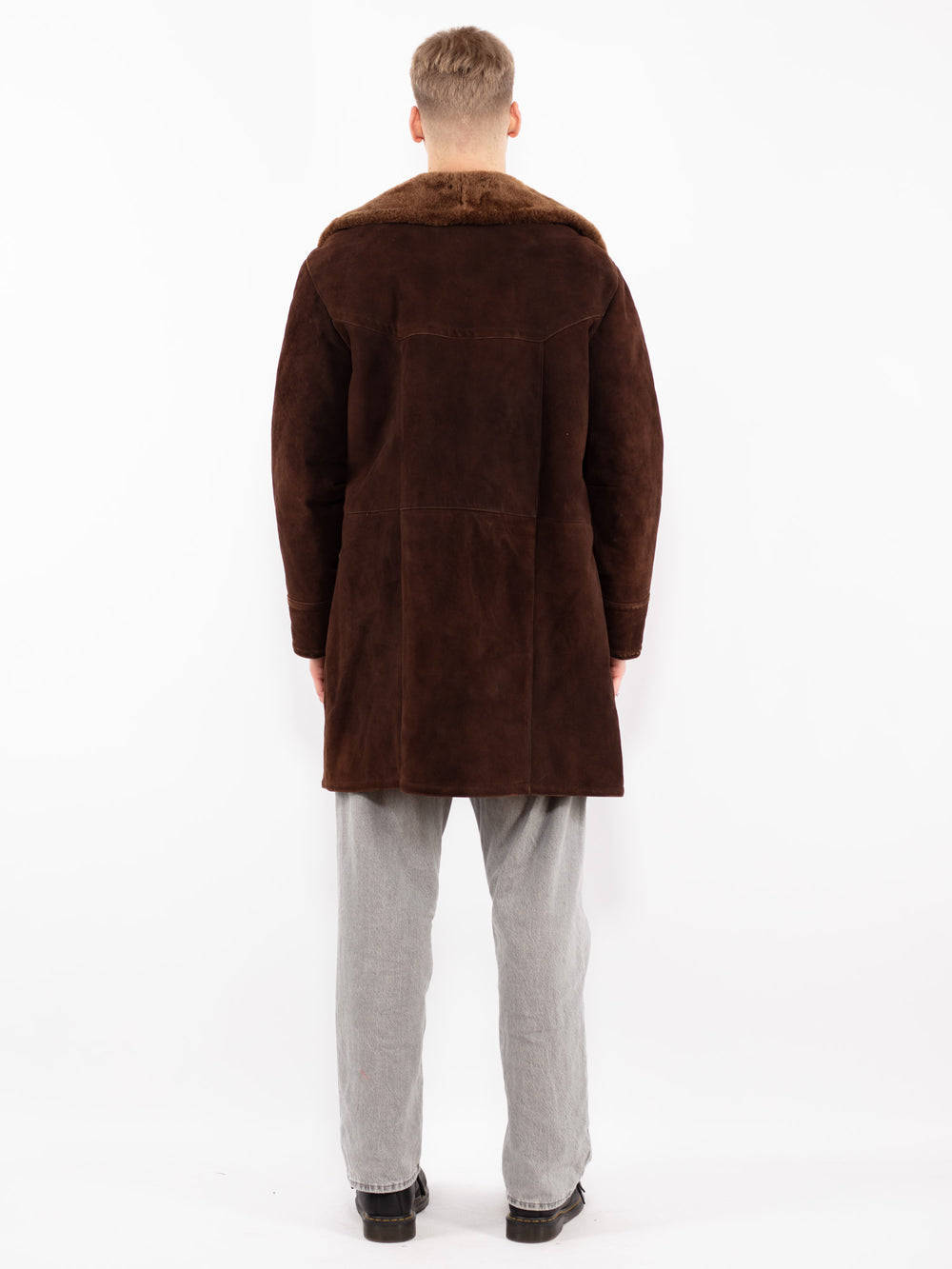 Vintage 70's Men Sheepskin Shearling Coat in BrownZ2523
