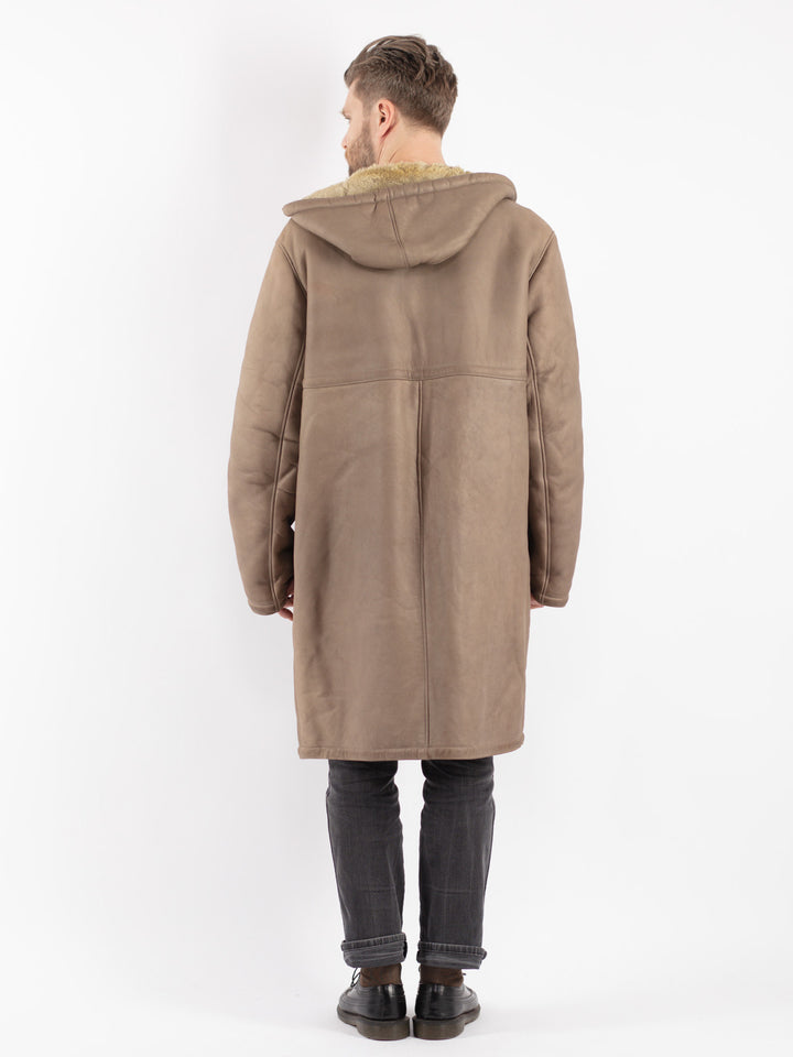 Vintage 70's Men Sheepskin Coat in Beige