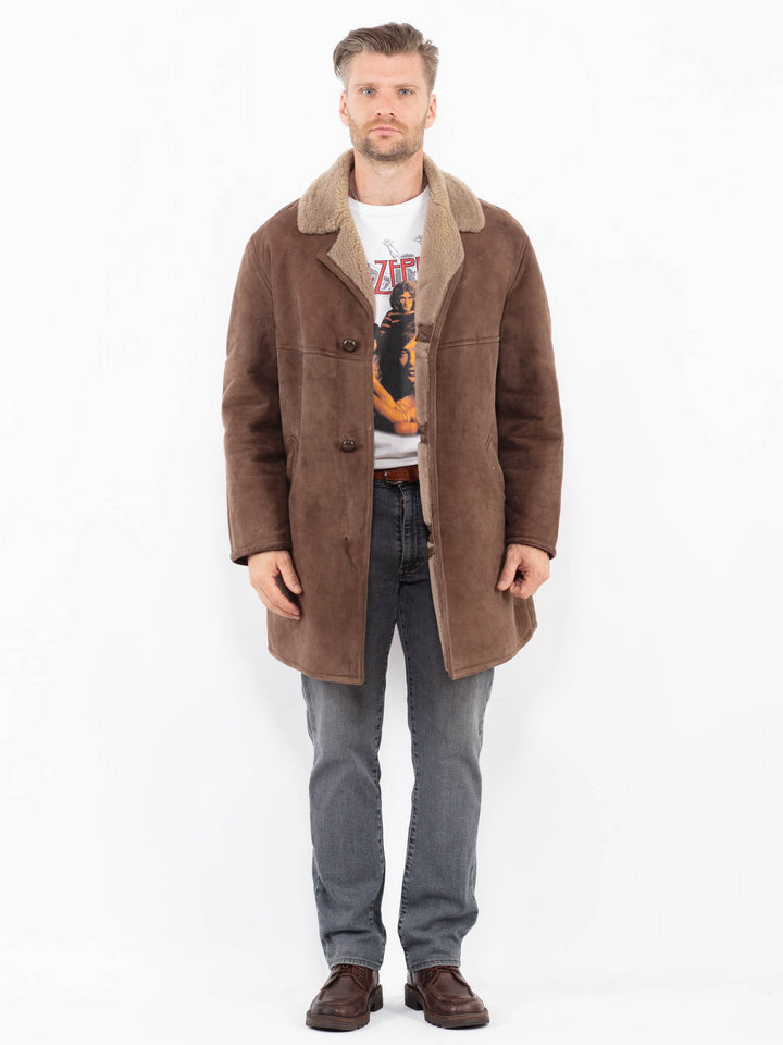 Vintage 70's Men Sheepskin Coat in BrownZ2118