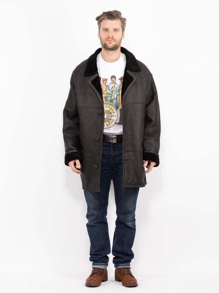 Vintage 70's Men Sheepskin Coat in GrayZ2725