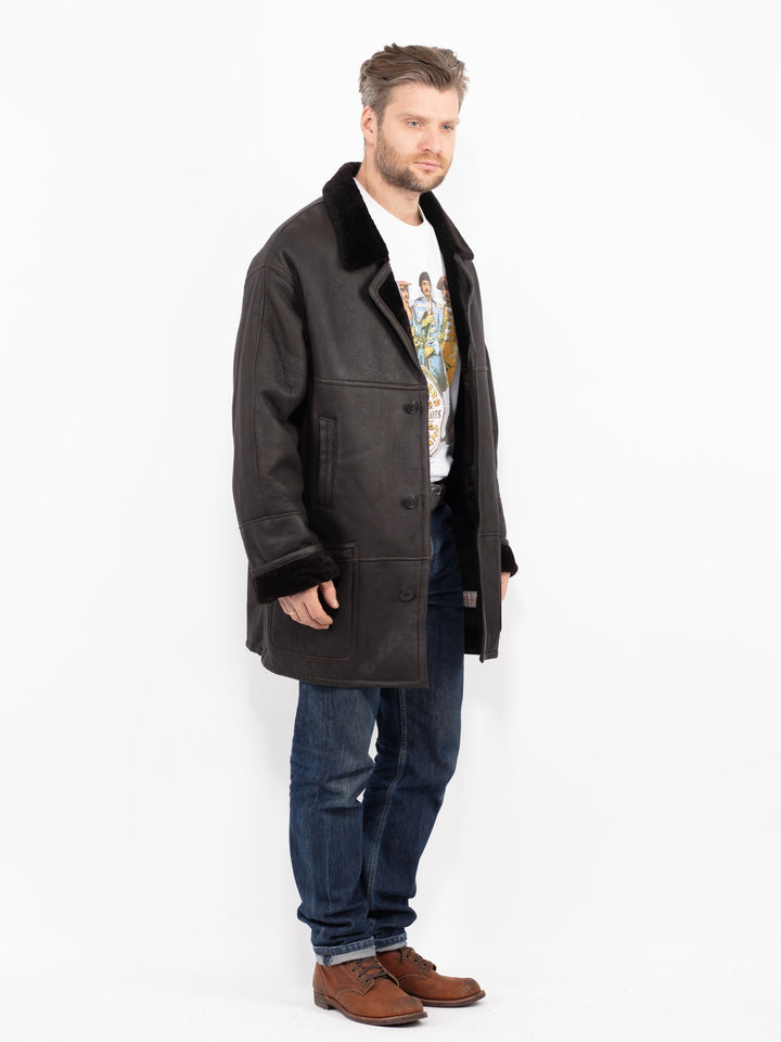 Vintage 70's Men Sheepskin Coat in GrayZ2725