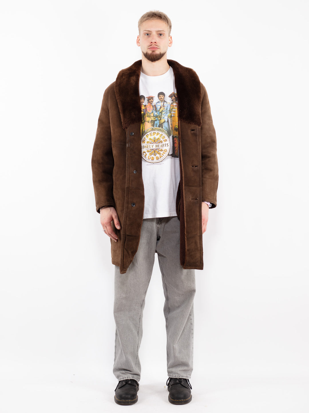 Vintage 70's Men Sheepskin Coat in BrownZ2525