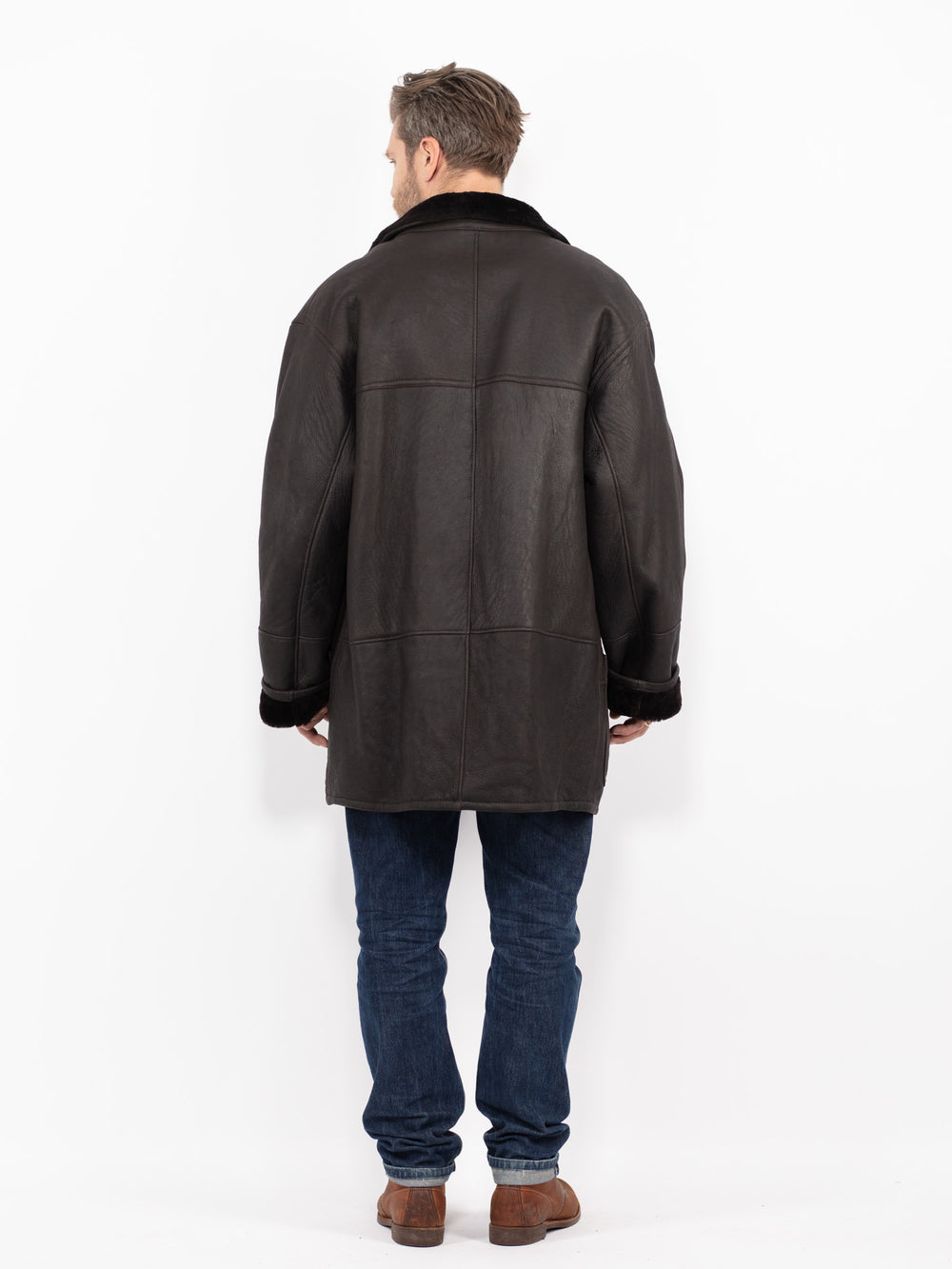 Vintage 70's Men Sheepskin Coat in GrayZ2725