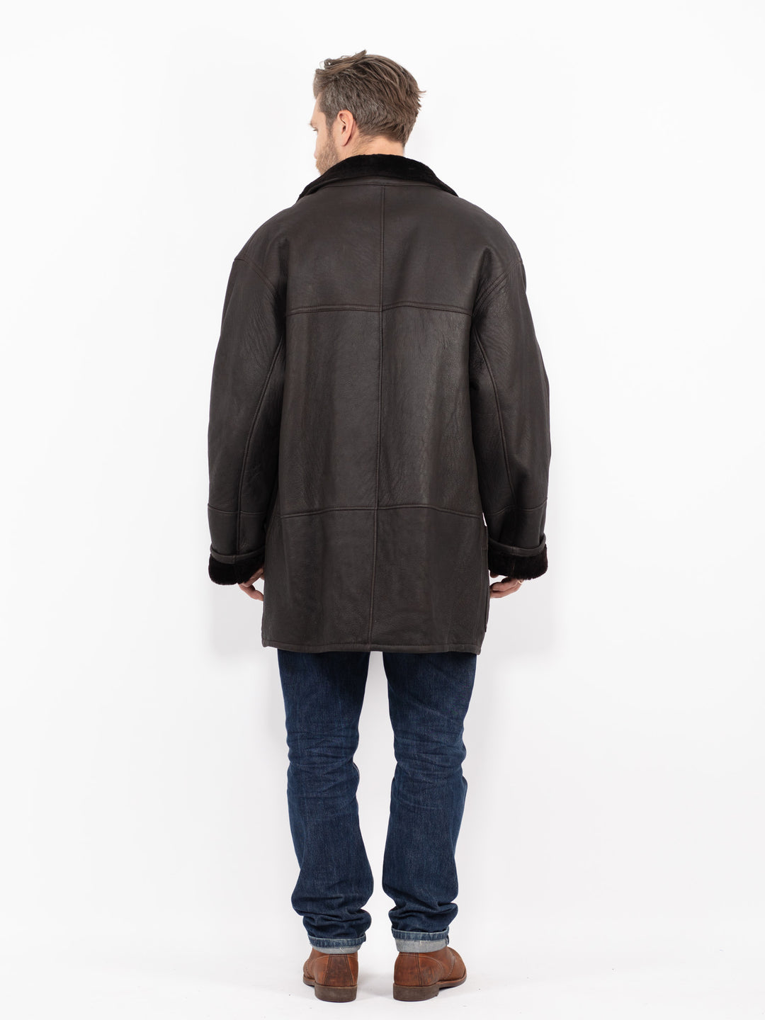 Vintage 70's Men Sheepskin Coat in GrayZ2725