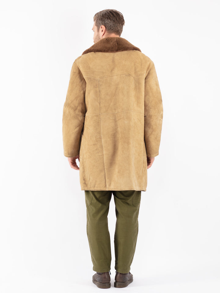 Vintage 70's Men Sheepskin Coat in Beige