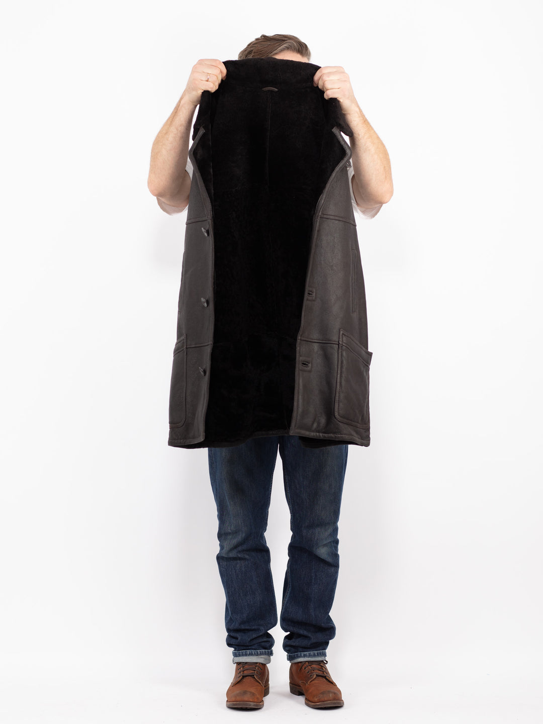 Vintage 70's Men Sheepskin Coat in GrayZ2725