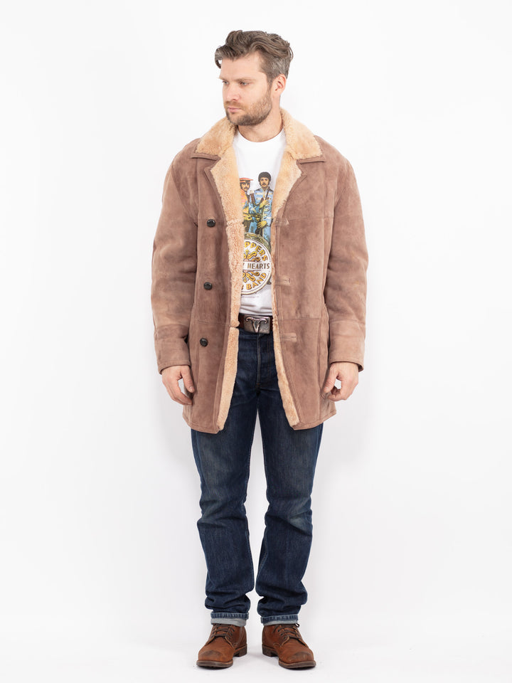Vintage 70's Men Sheepskin Coat in BeigeZ2726