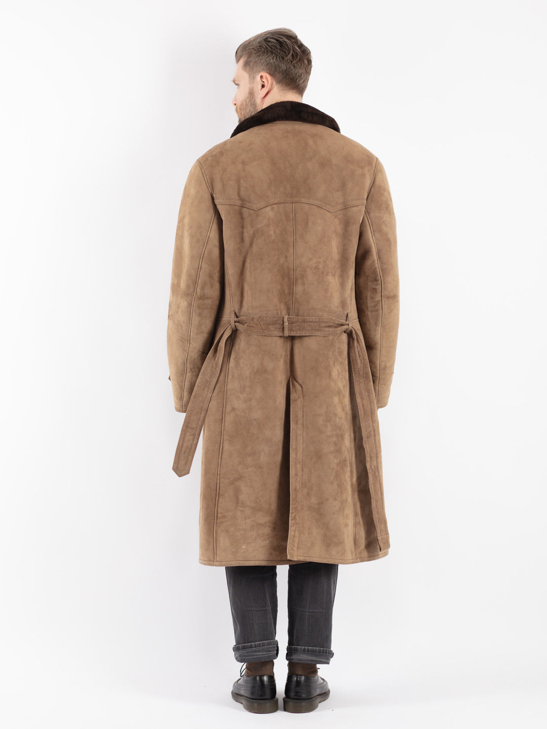 Vintage 70's Men Sheepskin Coat in Beige