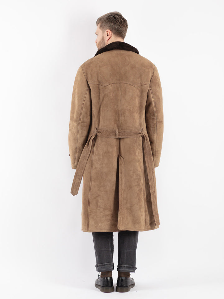 Vintage 70's Men Sheepskin Coat in Beige