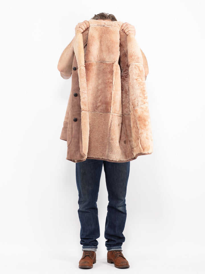 Vintage 70's Men Sheepskin Coat in BeigeZ2726
