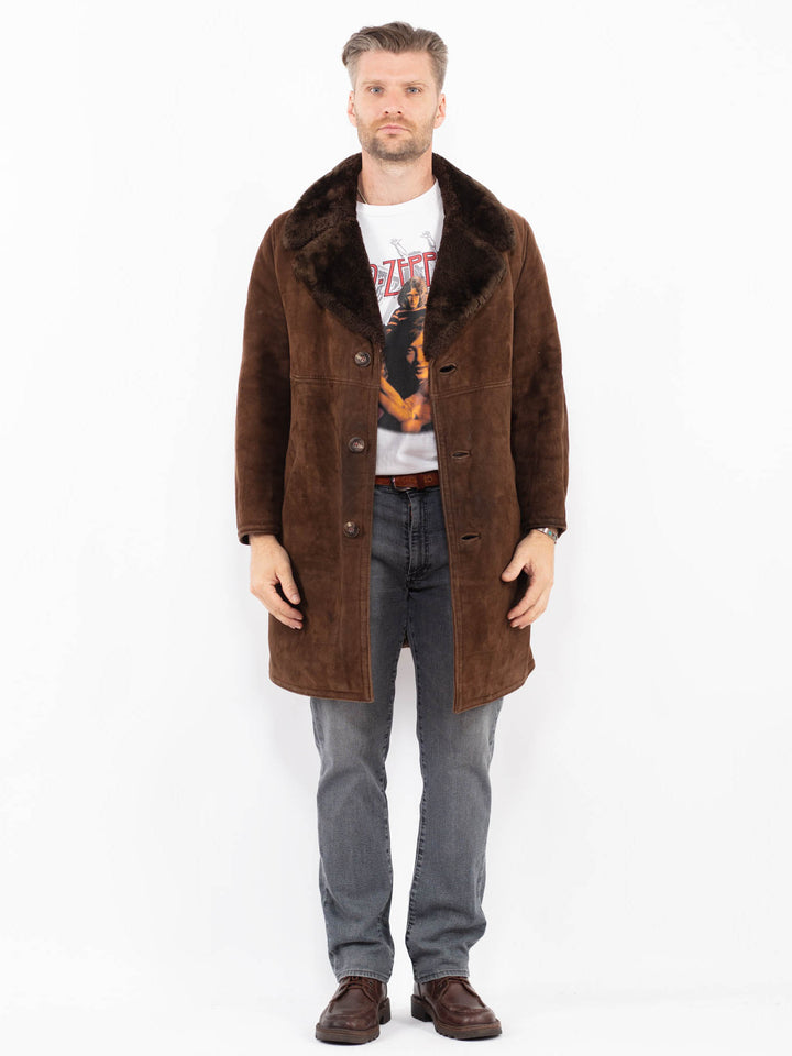 Vintage 70's Men Sheepskin Coat in BrownZ2121