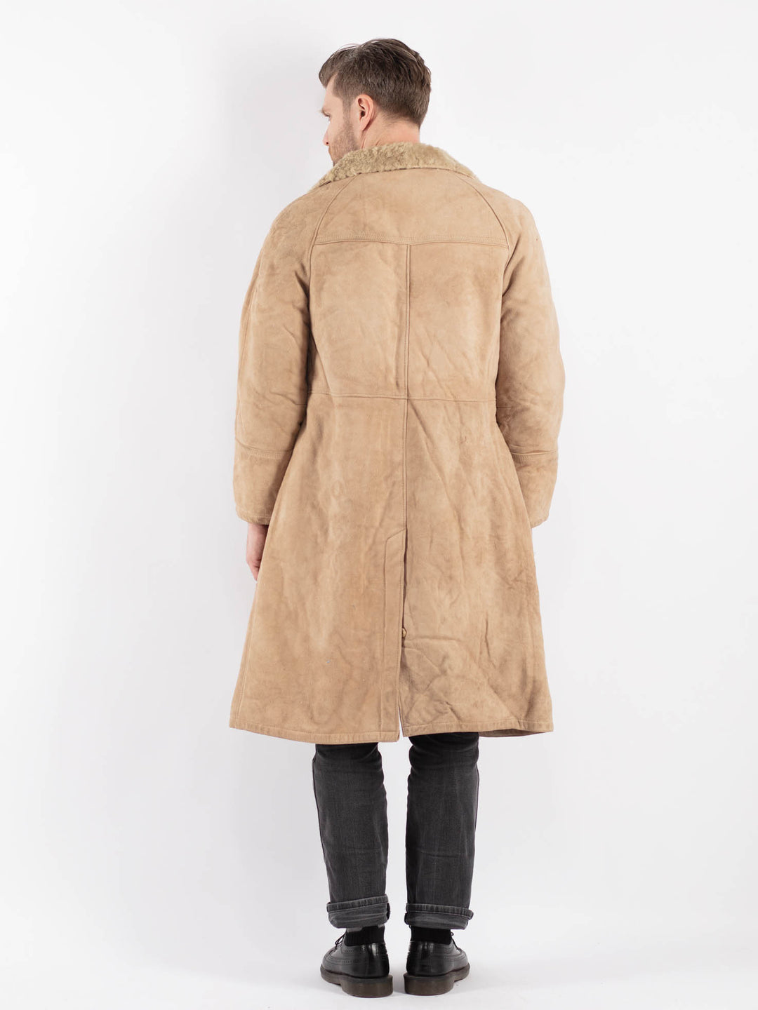 Vintage 70's Men Sheepskin Coat in Beige