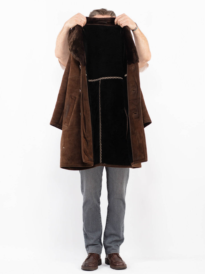Vintage 70's Men Sheepskin Coat in BrownZ2121