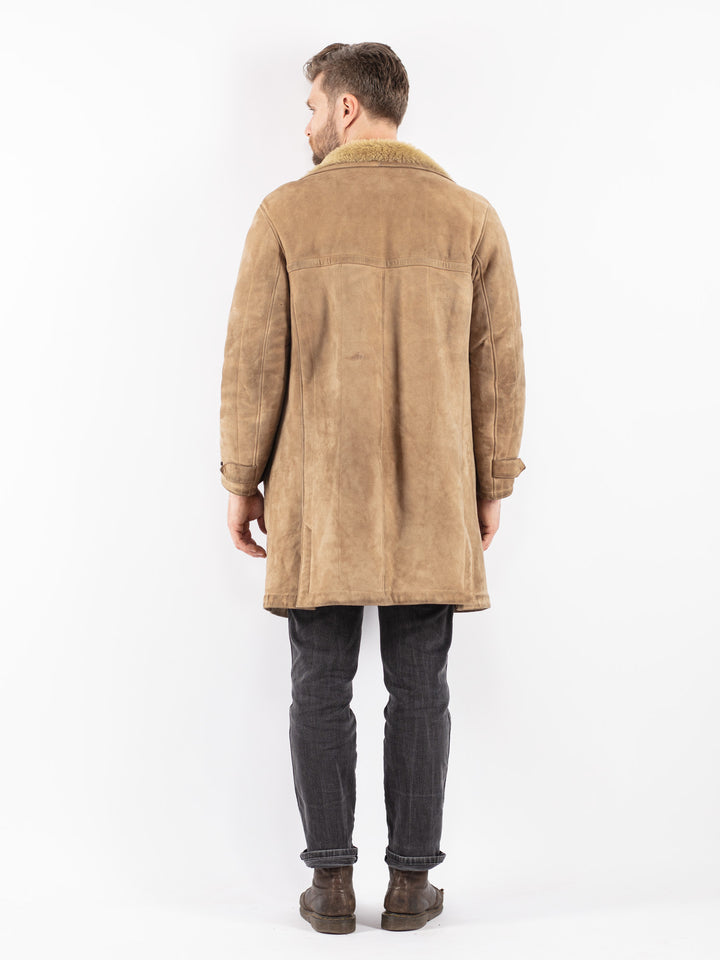 Vintage 70's Men Sheepskin Coat in Beige