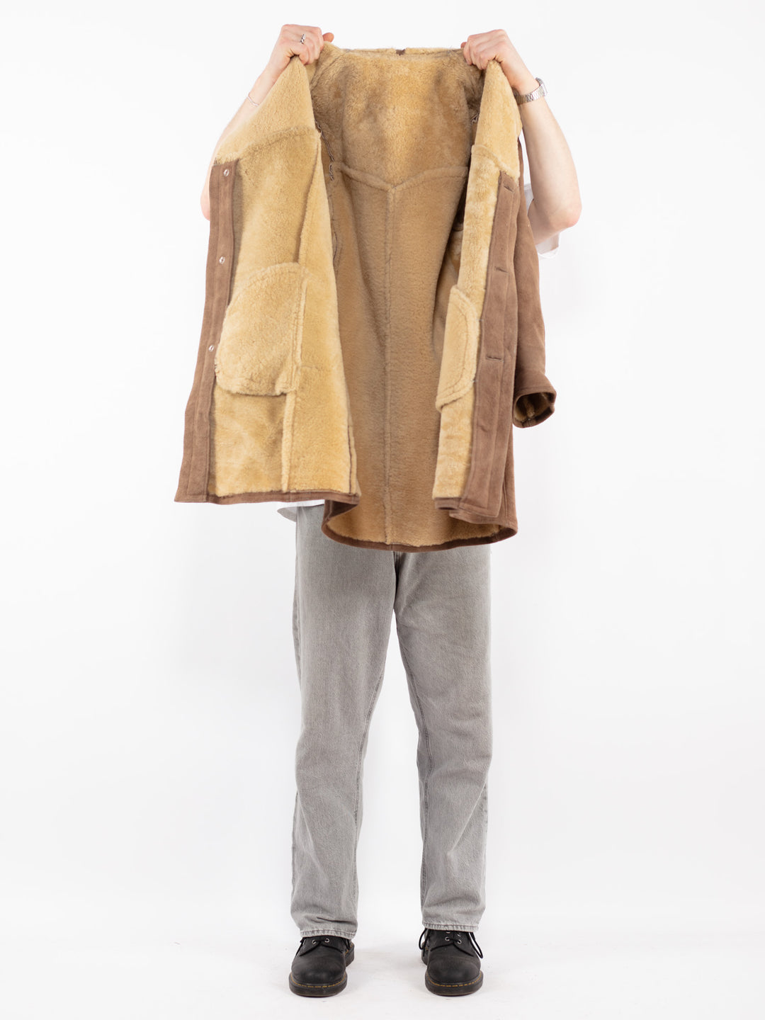 Vintage 70's Men Sheepskin Coat in Light Brown