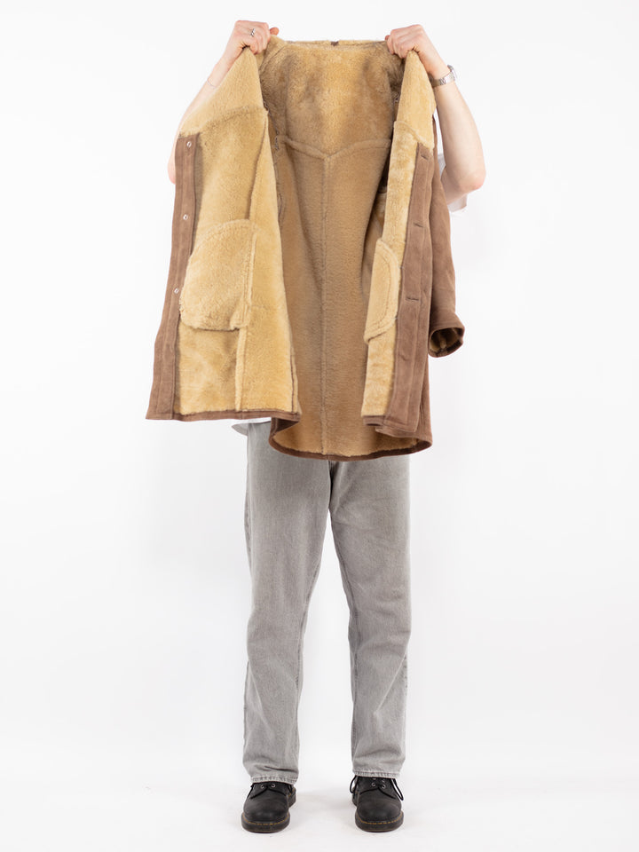 Vintage 70's Men Sheepskin Coat in Light Brown