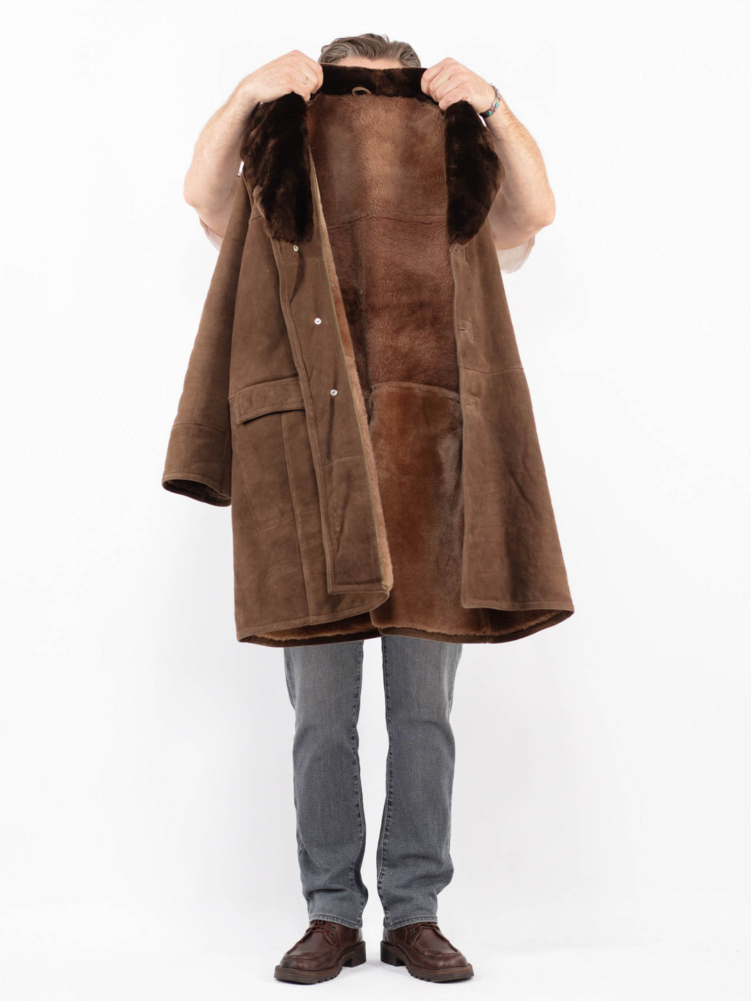 Vintage 70's Men Sheepskin Coat in BrownZ2122