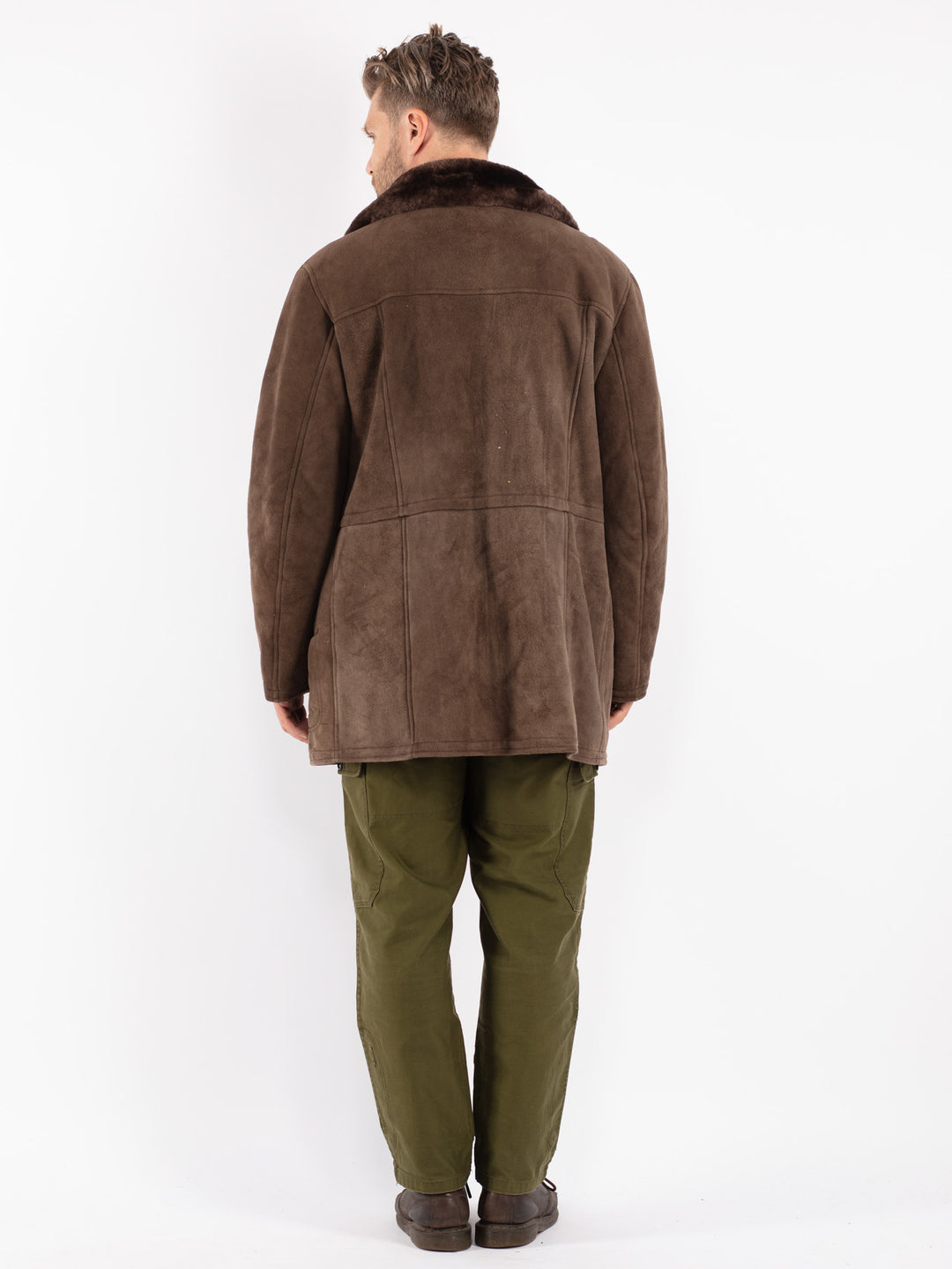 Vintage Men Sheepskin Coat in Brown
