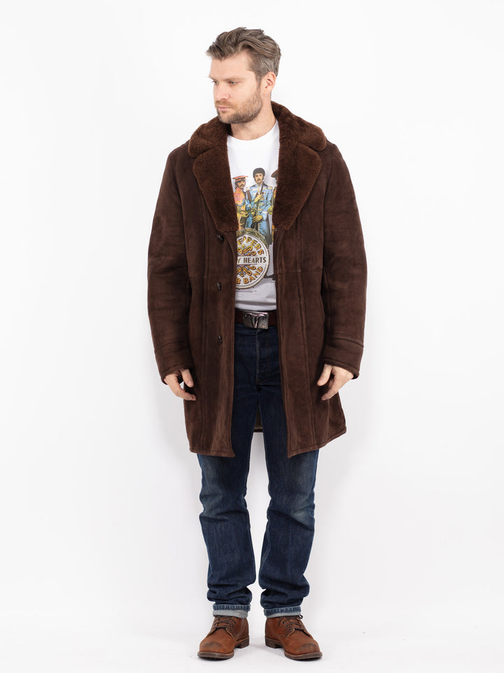 Vintage 70's Men Sheepskin Coat in BrownZ2730