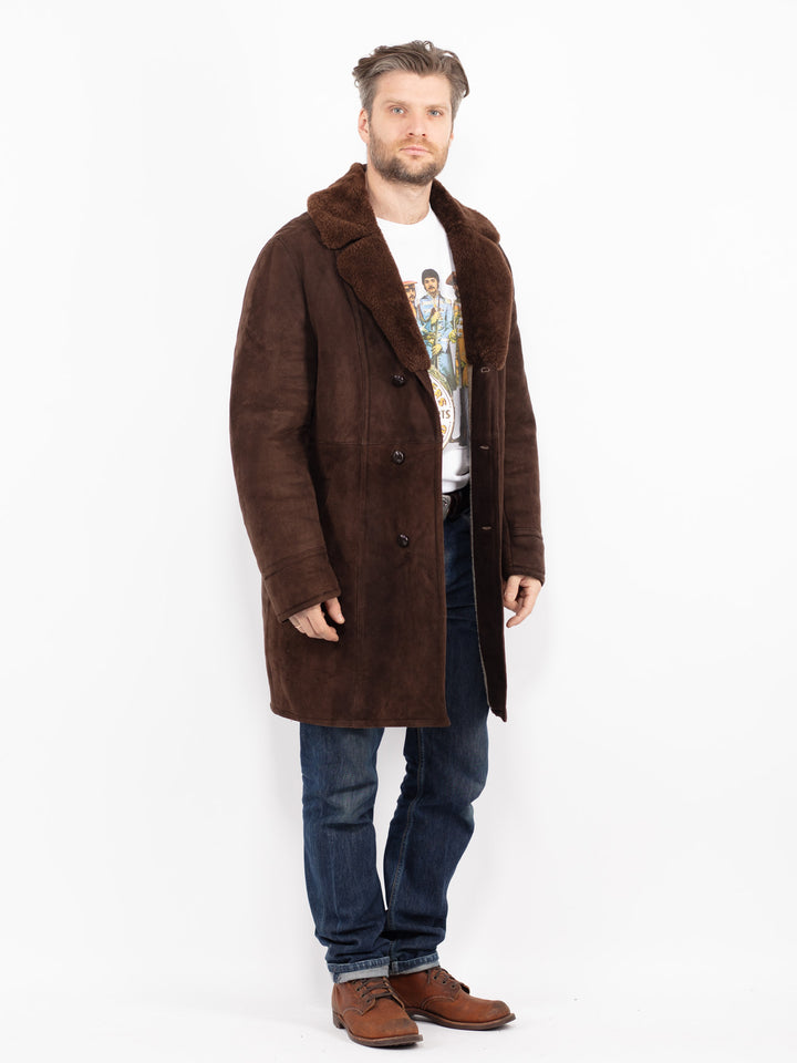 Vintage 70's Men Sheepskin Coat in BrownZ2730
