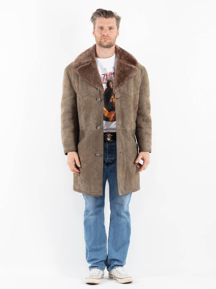 Vintage 70's Men Sheepskin Coat in BeigeZ1778
