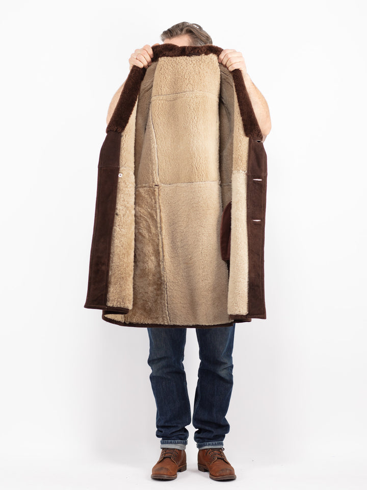 Vintage 70's Men Sheepskin Coat in BrownZ2730