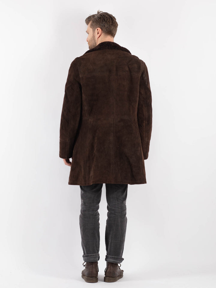 Vintage 70's Men Sheepskin Coat in BrownZ555