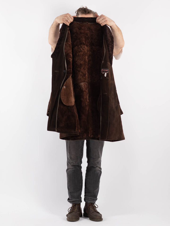 Vintage 70's Men Sheepskin Coat in BrownZ555