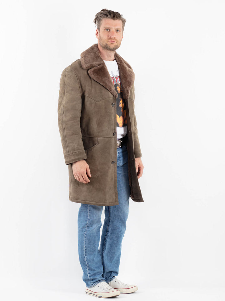 Vintage 70's Men Sheepskin Coat in BeigeZ1778