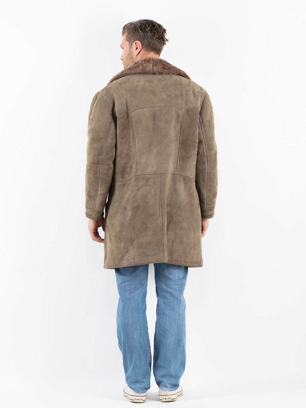 Vintage 70's Men Sheepskin Coat in BeigeZ1778