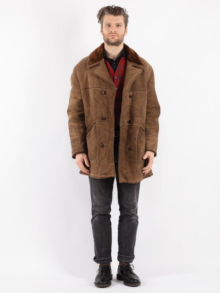 Vintage 70's Men Sheepskin Coat in BrownZ219