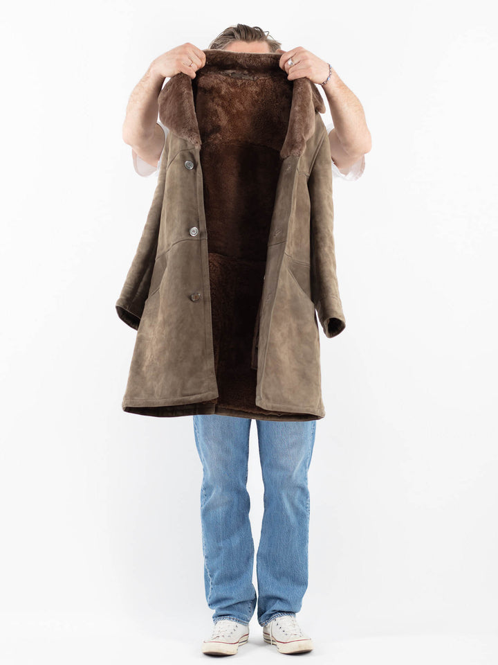 Vintage 70's Men Sheepskin Coat in BeigeZ1778