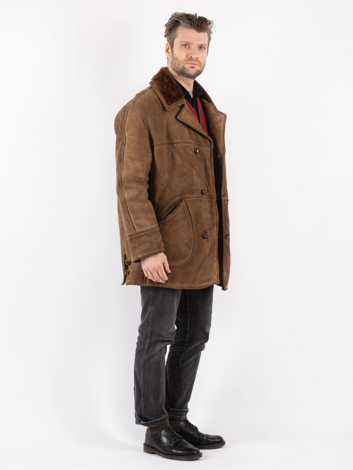 Vintage 70's Men Sheepskin Coat in BrownZ219