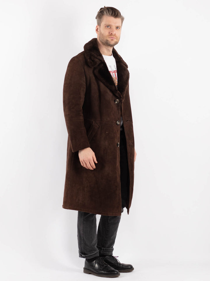 Vintage 70's Men Sheepskin Coat in Brown