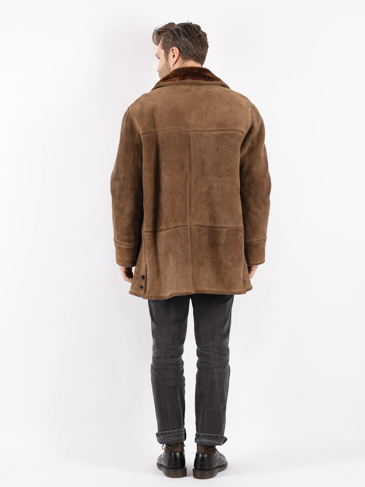 Vintage 70's Men Sheepskin Coat in BrownZ219