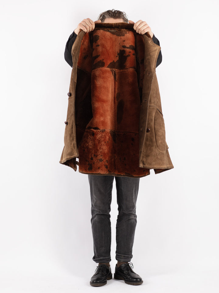 Vintage 70's Men Sheepskin Coat in BrownZ219