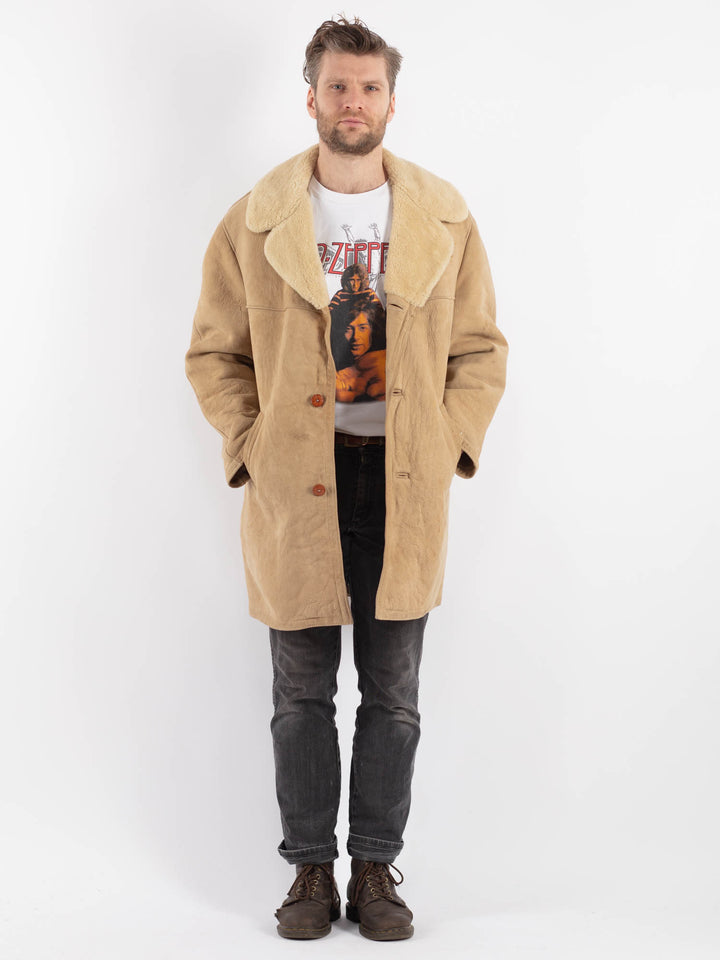 Vintage 70's Men Sheepskin Coat in BeigeZ556