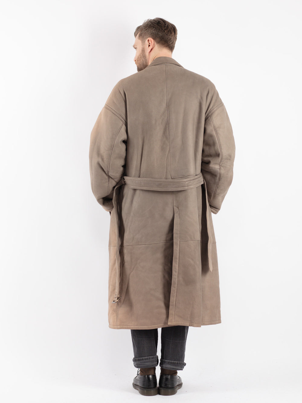 Vintage 70's Men Sheepskin Coat in Beige