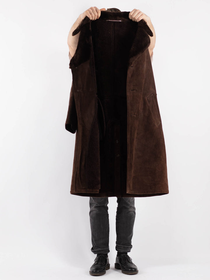 Vintage 70's Men Sheepskin Coat in Brown