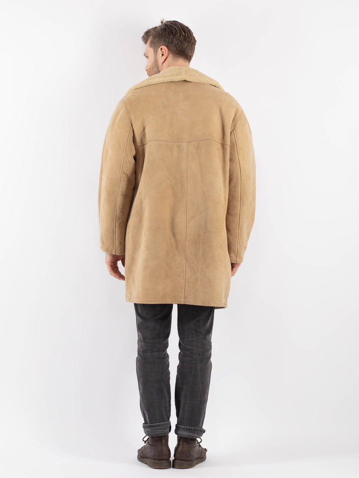 Vintage 70's Men Sheepskin Coat in BeigeZ556
