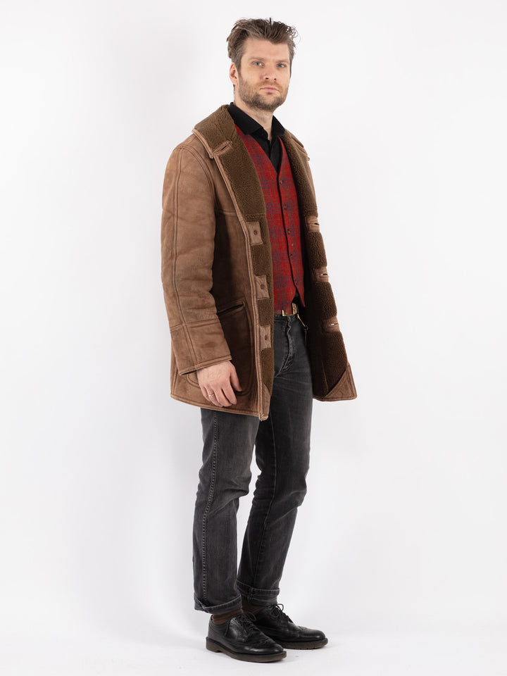 Vintage 70's Men Sheepskin Coat in BrownZ220
