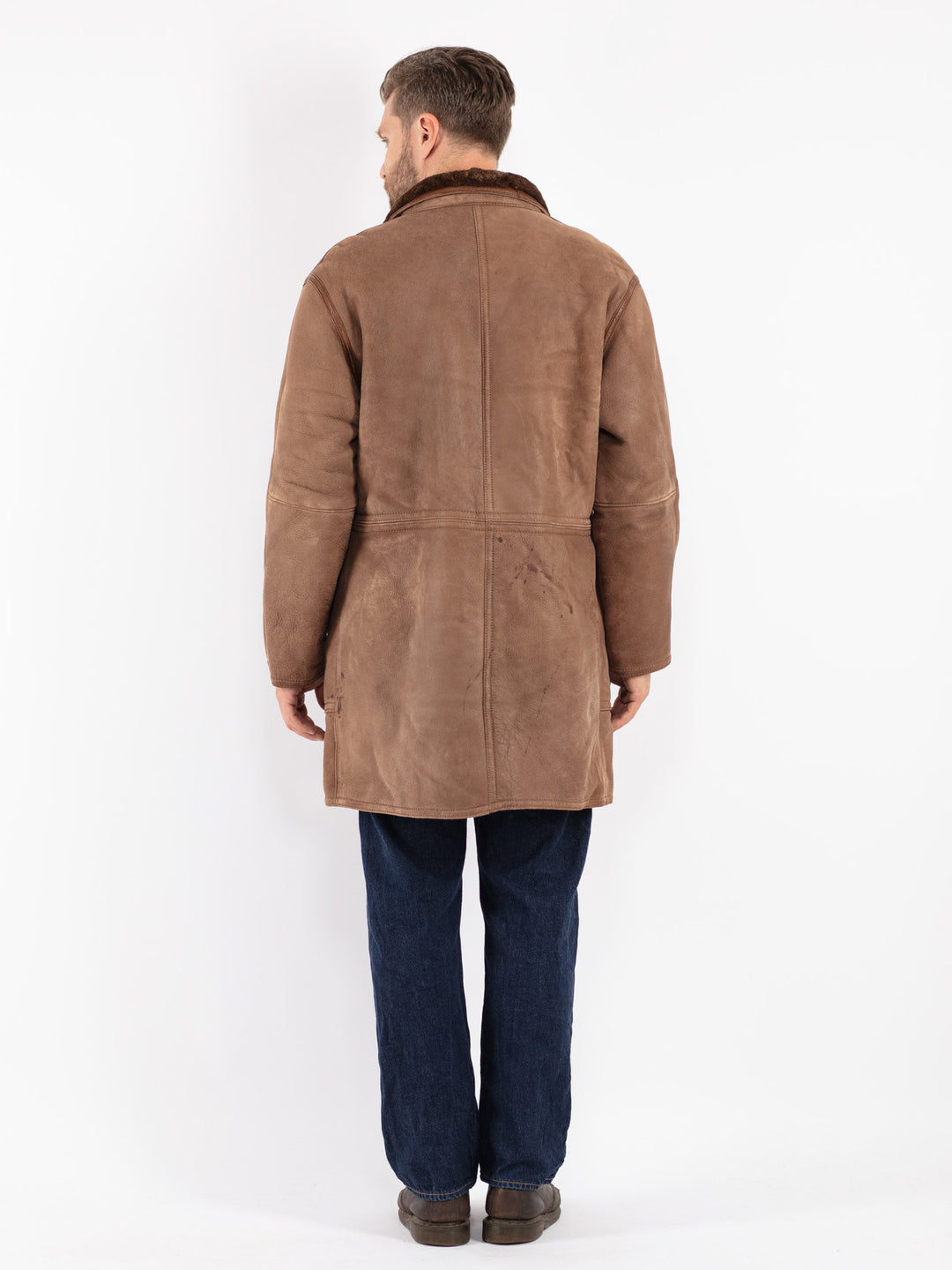 Vintage Men Sheepskin Coat in Brown
